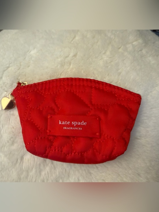 kate spade Handbags - kate spade red quilted heart cosmetic pouch with gold heart charm